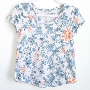 LOFT Vintage Soft 100% Cotton Floral Tee Shirt